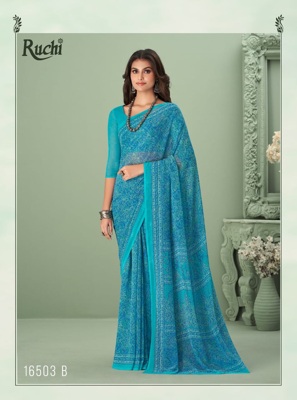 Ruchi Raga Wholesale Daily Wear Georgette Printed Sarees Catalog